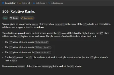 LeetCode #506 - Relative Ranks