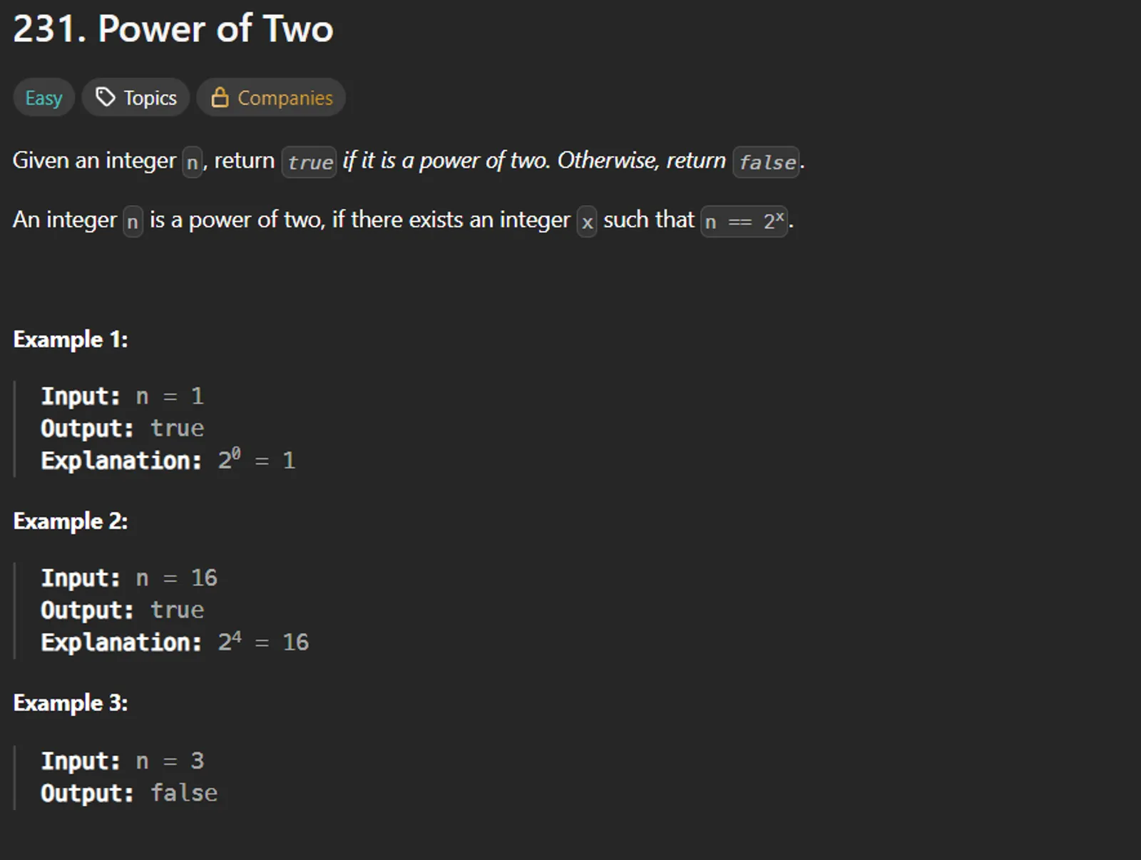 LeetCode #231 — Power of Two