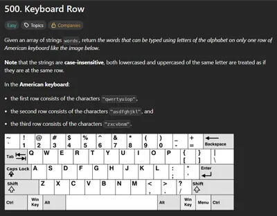 LeetCode #500 - Keyboard Row