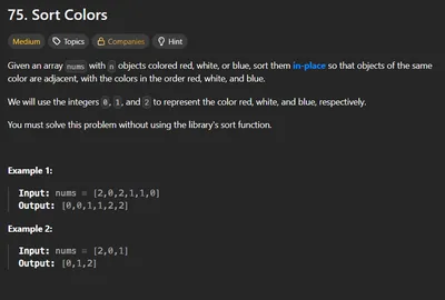 LeetCode #75 - Sort Colors